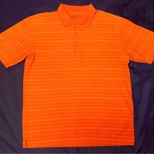 Nike Golf Dri-Fit Orange Striped Polo Shirt Men’s Medium Short Sleeve